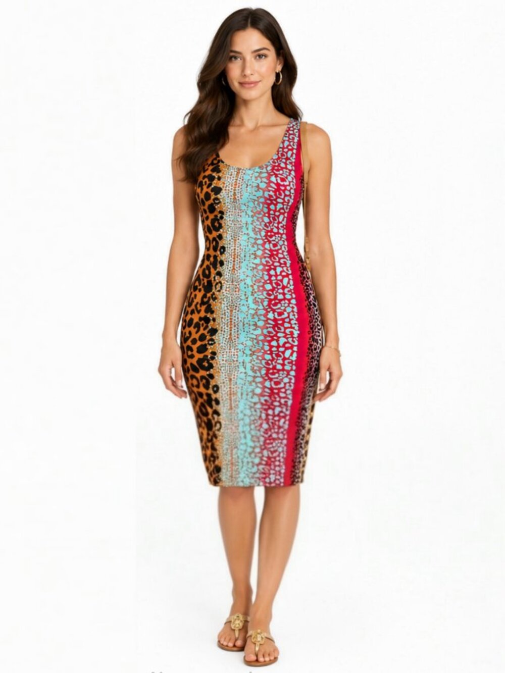 Women’s Multicolor Animal Print Midi Dress